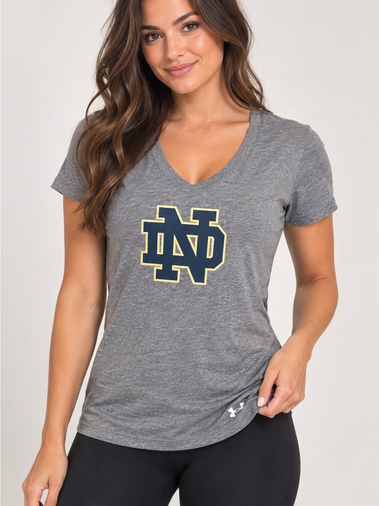 Under Armour Tops - Under Armour Women's Gray V-Neck Notre Dame Logo Tee